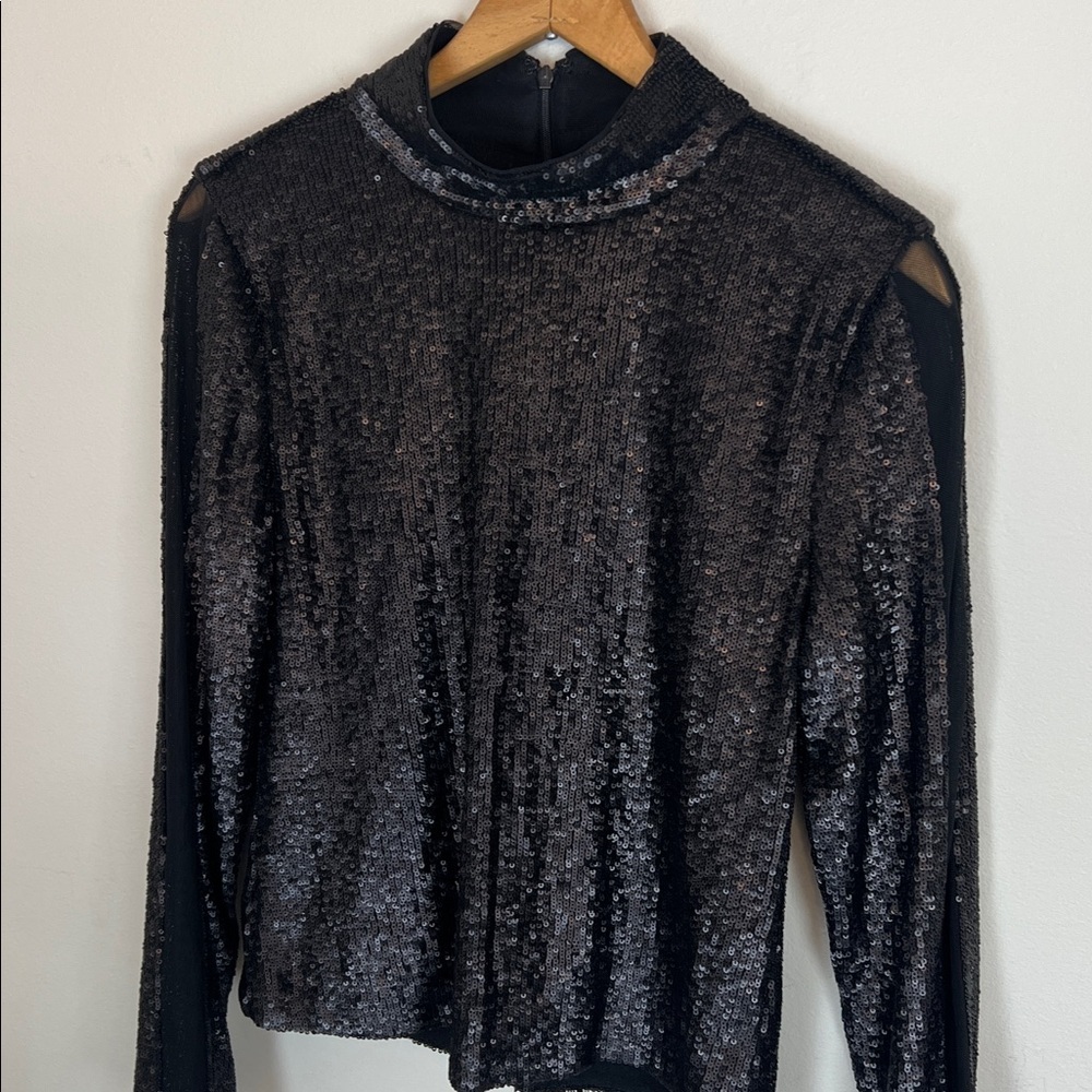 NWT Donna Karen women’s size medium “Astra Gaze” sequin long sleeve top - Picture 4 of 17